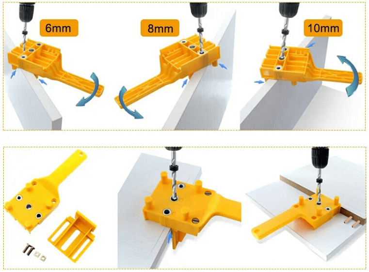 Plantilla Para Tarugo de Madera  C/Orificio de 6mm, 8mm, 10mm AMARILLO6
