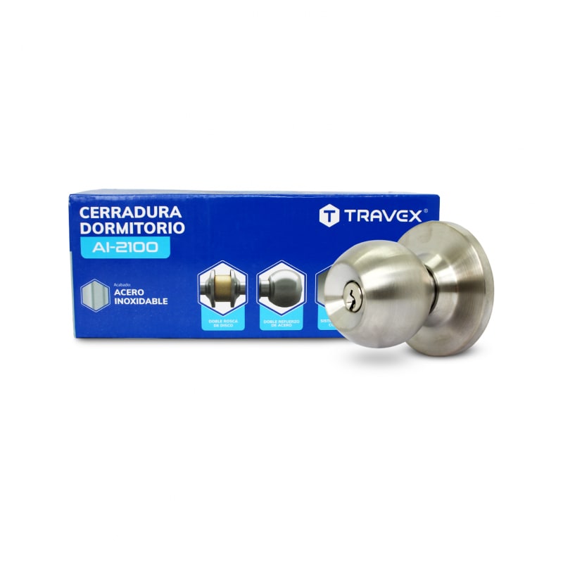 Cerradura y/o Chapa de Perilla Cilindrica AI-2100 Dormitorio Acero Inoxidable2