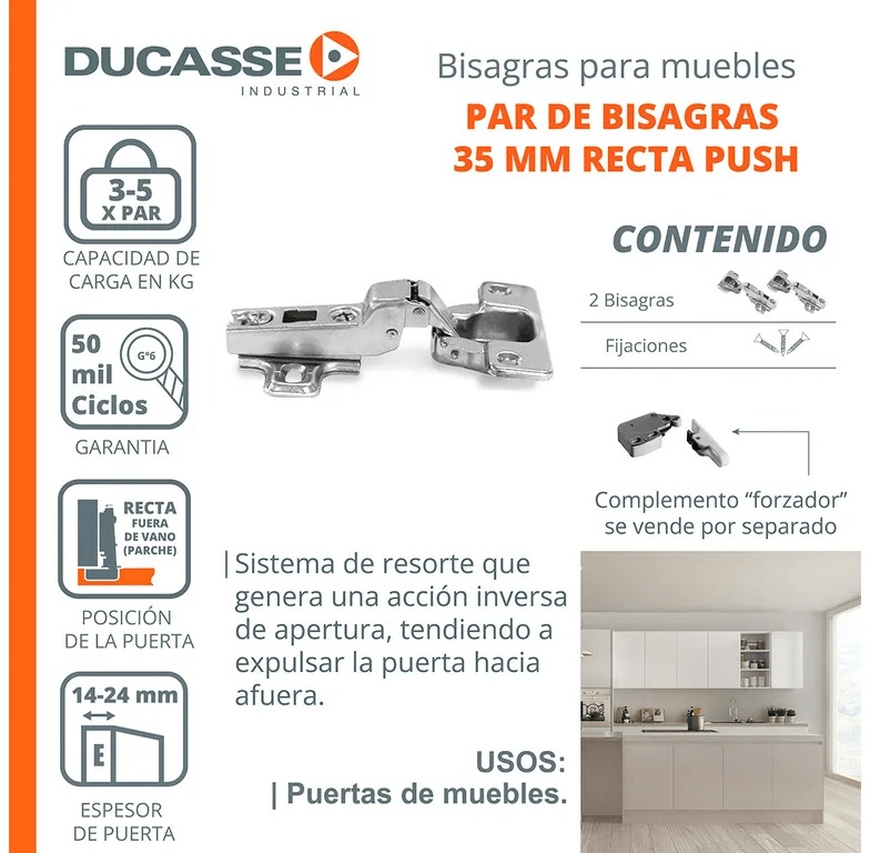 Kit De Bisagra Push Recta X Par3