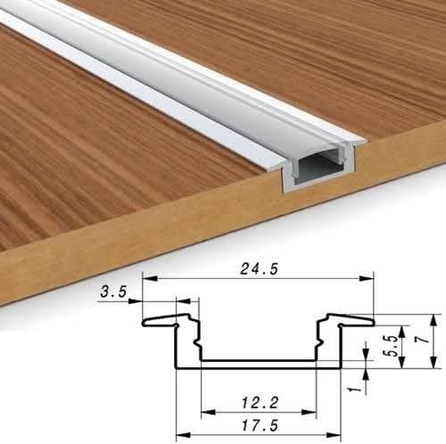 Perfil de Aluminio Difusor Empotrable o Embutido Para Cinta  LED 2mt.4