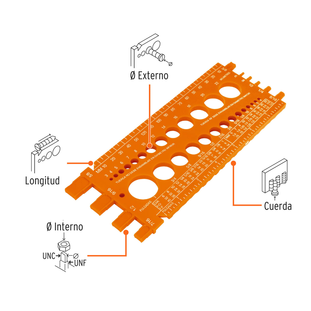 Truper Regla Mediadora De Tuercas y Tornillos 22CM2