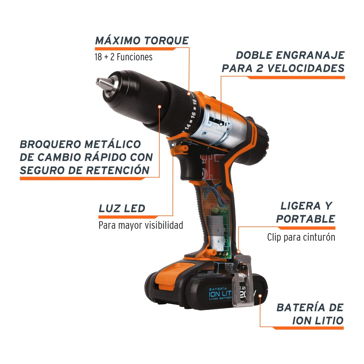 Taladro Percutor Inalámbrico 20V2