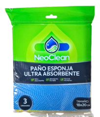 Paño esponja celulosa NeoClean ultra absorbente 3 unid