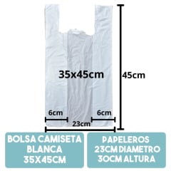 Bolsa Camiseta Blanca 35x45 cm 100 un