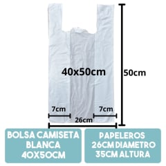 Bolsa Camiseta Blanca 40x50 cm 100 un