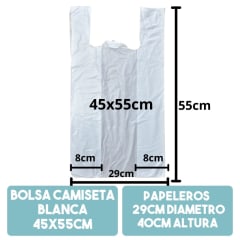 Bolsa Camiseta Blanca 45x55 cm 100un