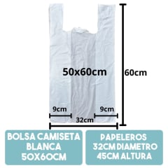 Bolsa Camiseta Blanca 50x60 cm 100un