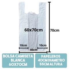 Bolsa Camiseta Blanca 60x70 cm 100 un