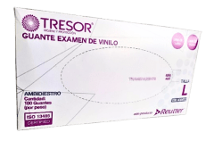 Guante examinación vinilo Tresor transparentes talla L 100 unid