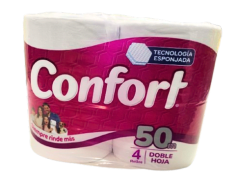 Papel higienico Confort doble hoja 50 metros 4 rollos