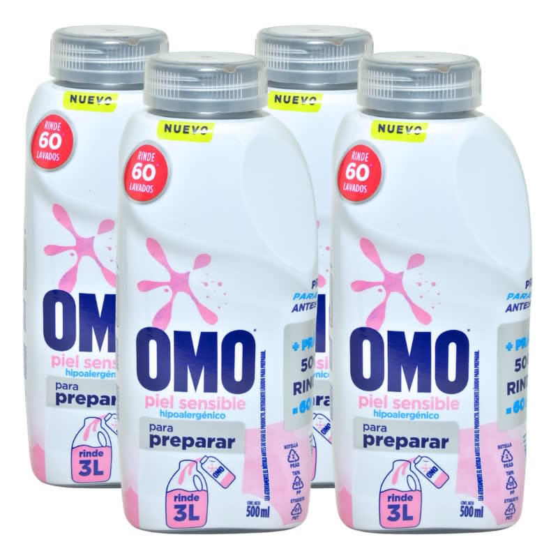 Detergente Omo Para Diluir Piel Sensible Pack 4 Recargas1