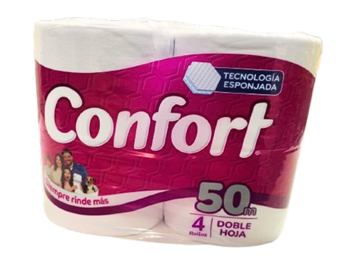 Papel higienico Confort doble hoja 50 metros 4 rollos1