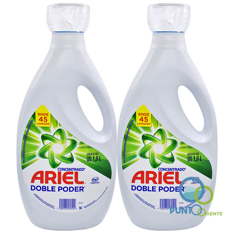 Detergente Líquido Ariel Doble Poder 1.8lts Pack 2x1