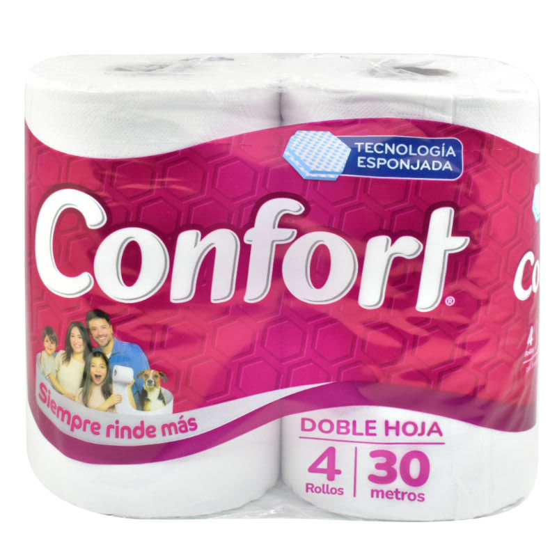 Papel Higienico Confort Doble Hoja 30 metros 4 rollos1