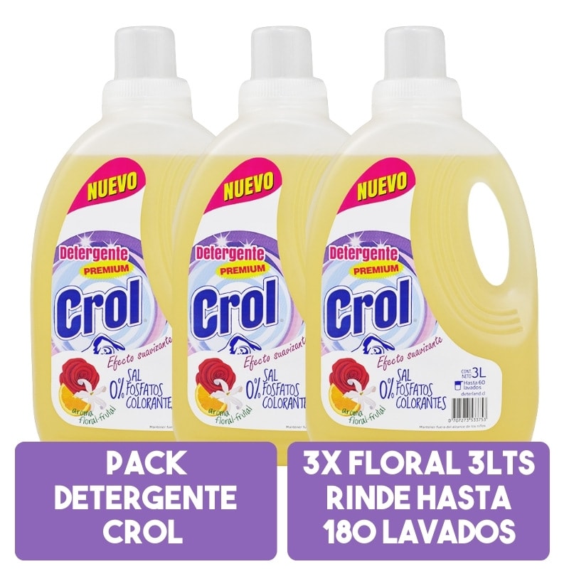 Detergente Premium Ecológico Crol Floral Pack 3 unid1