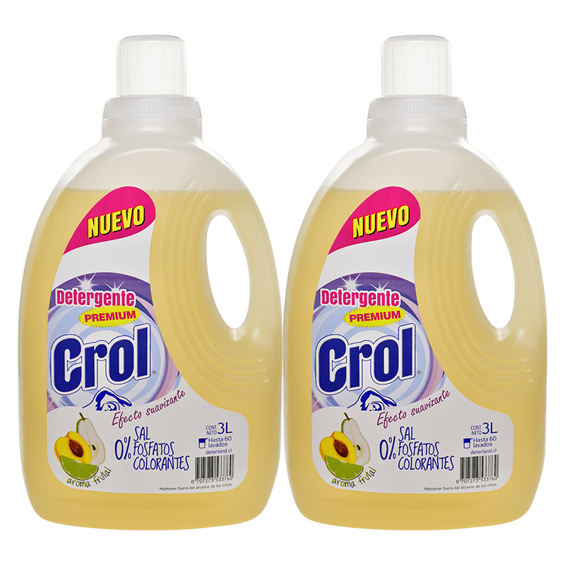 Detergente Premium Ecológico Crol 3lts Aroma Frutal Pack 2 un1