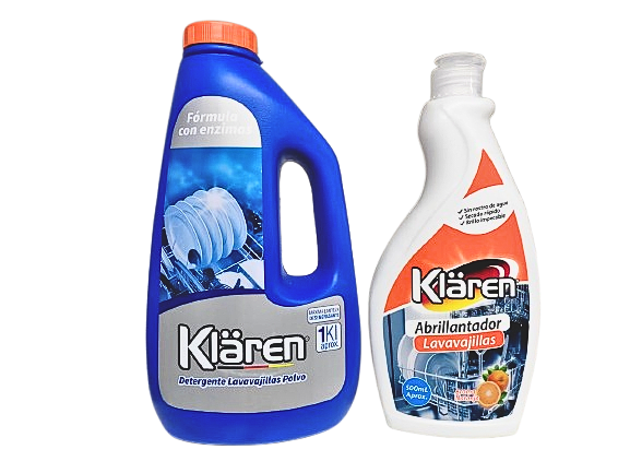 Detergente y abrillantador Klaren lavavajillas pack 2 unid1