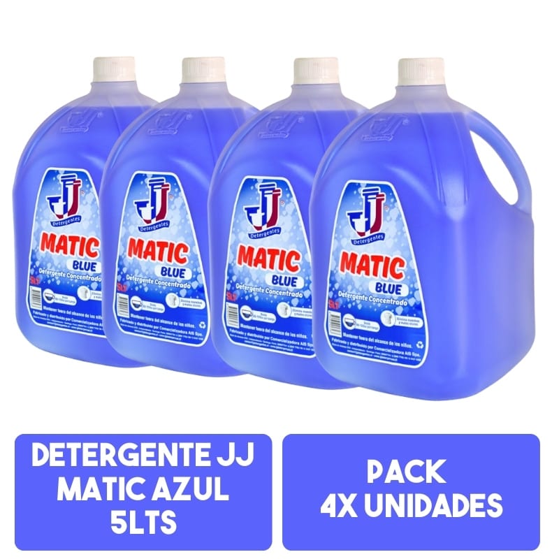 Detergente líquido jj matic 5 litros azul Pack 4x bidones1