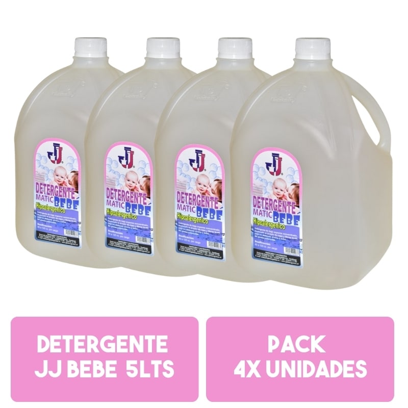 Detergente líquido jj bebé 5 litros Pack 4 Bidones1