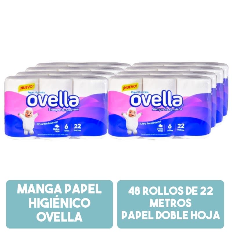 Manga Higiénico Ovella Doble Hoja 22 metros 48 rollos1
