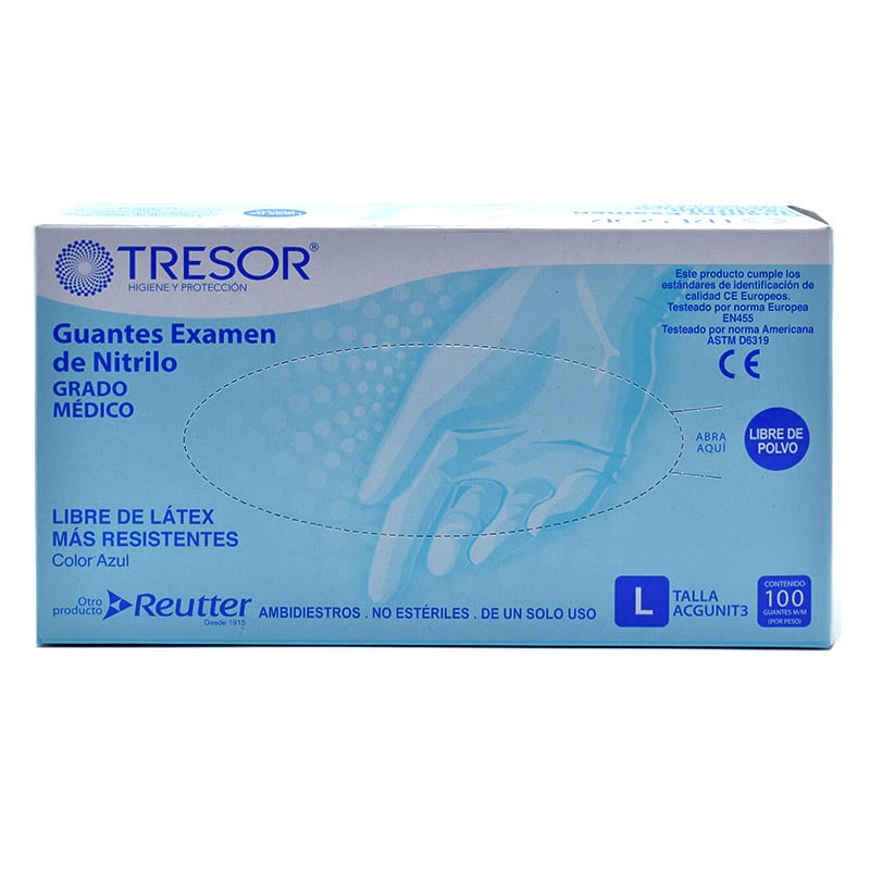 Guante examinación nitrilo Tresor azul talla L 100 unid1