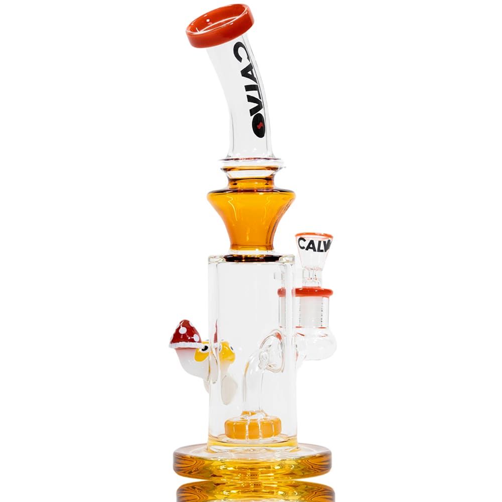 BONG DOUBLE FUNGUS 25CM-CALVO GLASS1