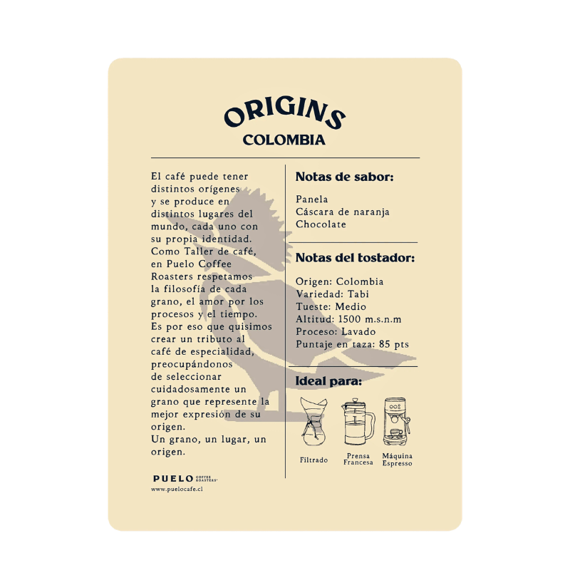 CAFÉ ORIGINS COLOMBIA 250GR-PUELO2