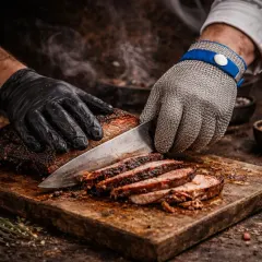 Guantes para parrilla: nitrilo y guante anticorte para manipular carne con seguridad