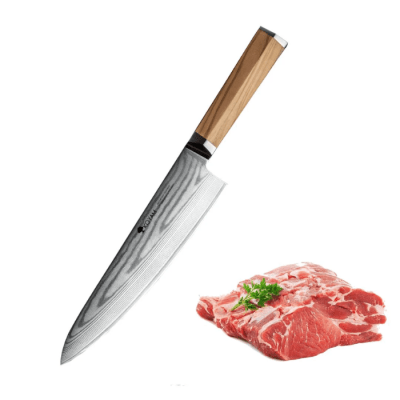 Cuchillo Chef KOYAM 20 cm – Acero Damasco 67 Capas y Mango de Madera de Olivo1