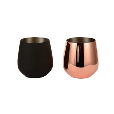 Set 2 Vasos de Vino Acero Inoxidable Cobre/Negro 450 ml Lugano3