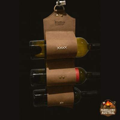 Porta Vinos de Cuero Artesanal – Nativa Cuero1