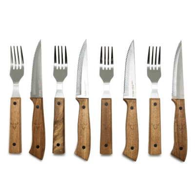 Set Cuchillo y Tenedor Wayu 8 Piezas – Elegancia parrillera en cada bocado1