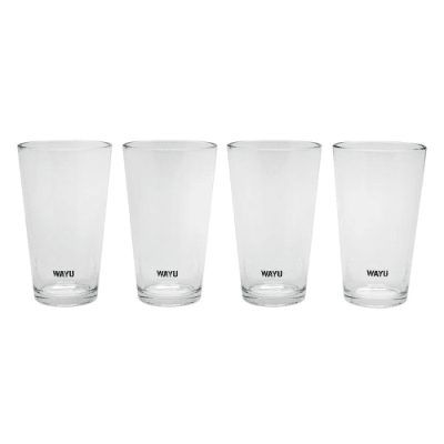 Set 4 Vasos de Vidrio Wayu – Elegancia y funcionalidad para cada brindis1