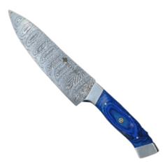 Cuchillo Chef KOYAM 20 cm Acero Damasco 512 Capas – Mango Azul