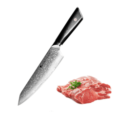 Cuchillo Chef 20 cm Koyam – Acero Damasco 67 Capas y Mango G10 Negro