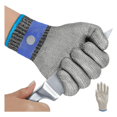 Guante Anticorte de Acero Inoxidable para Cortar Carne | Guante de Malla Metálica + Guante Interior de Nylon