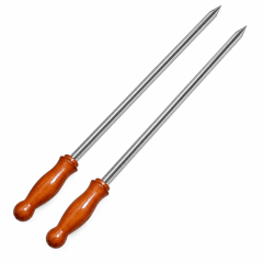 Pack 2 Pinchos Parrilleros de Acero Inoxidable 72 cm con Mango de Madera