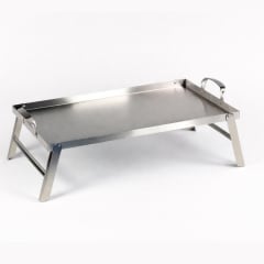 Plancha para Parrilla de Acero Inoxidable con Soporte 48x28 cm