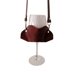 Porta Copa de Cuero Personalizado – Para el parrillero amante del vino | Parrillero Austral