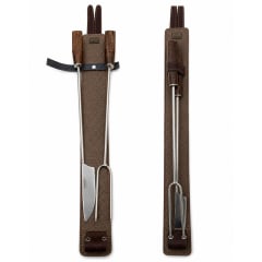 Set Parrillero Largo Artesanal 50 cm con Mango de Madera y Funda de Cuero – Acero Inoxidable AISI 420