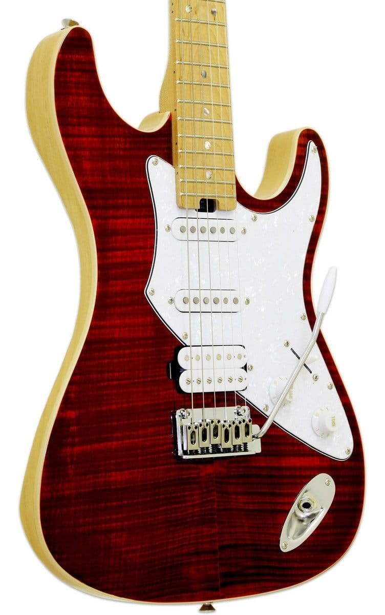 Guitarra Electrica Aria Pro II 714MK2 Strat Flamed Red1