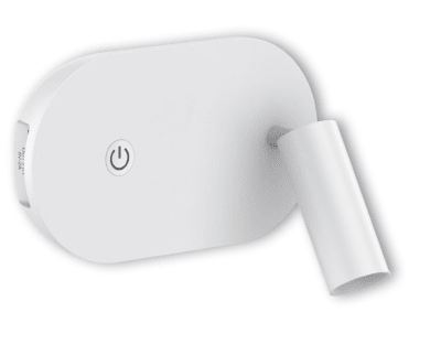 Aplique LED blanco con USB y luz de lectura orientable 3W Luz cálida1