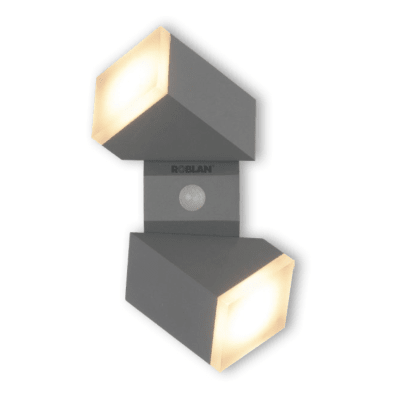 Aplique LED Exterior con Sensor PIR Plateado 2 Focos 12,5W Luz cálida1
