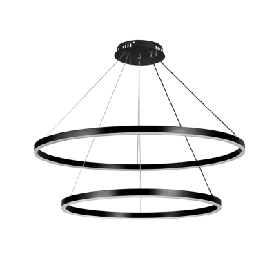 Lámpara LED Decorativa Circular 600mm + 800mm – 36W + 45W – Negro1