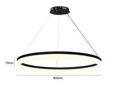 Lámpara LED Colgante Redonda 800 mm Negra – 45W, Madera y Aluminio1