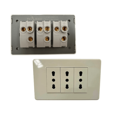 Enchufe Triple 16A – Línea Residencial Blanco1