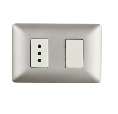 Interruptor Simple + Enchufe Simple Champagne 10A/16A 250V (9/12)1