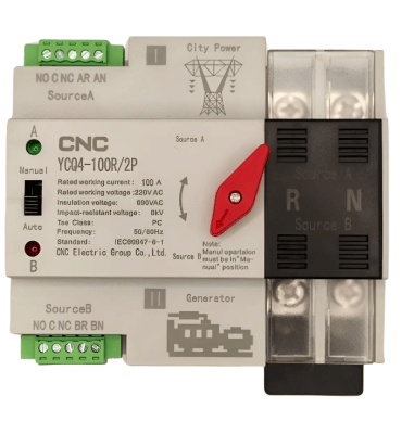 Switch de Transferencia Automática 2 Polos 100A (YCQ4-100R/2P)1