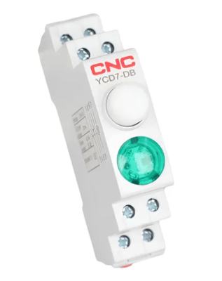 Pulsador Modular con LED Verde YCD7 a Riel DIN (2NO+1NC) 220V1