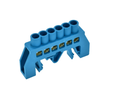 Barra Repartidora Bronce Aislada a Riel DIN (Azul / Neutro) - 06 Polos1